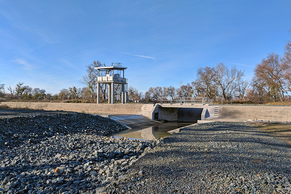 Figure 1. New Fremont Weir gated notch to help fish passage between Yolo Bypass and Sacramento River.